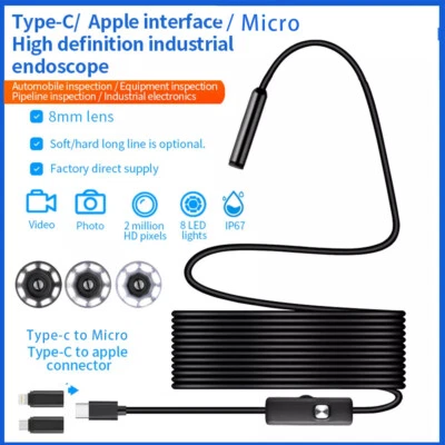 Waterproof Endoscope Snake Cam Inspection Camera For Android And iPhone Phone