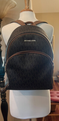 Michael Kors Brown and Black Signature Backpack Michael Kors Signature Backpack Large Black/ Brown | eBay main image 2