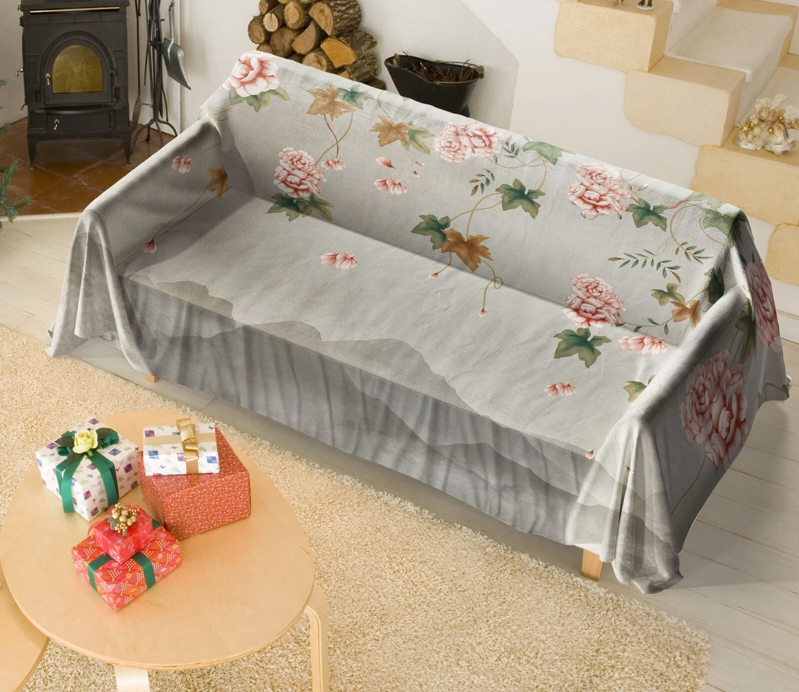 3D Leaves Flowers N2723 Sofa Cover High Stretch Lounge Slipcover Protector Couch