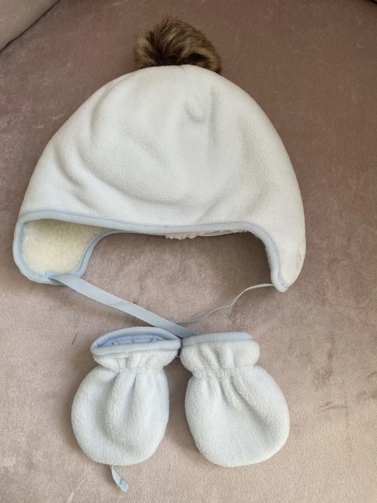 NEW DESIGNER RALPH LAUREN BABY HAT AND MITTS BLUE ONE SIZE