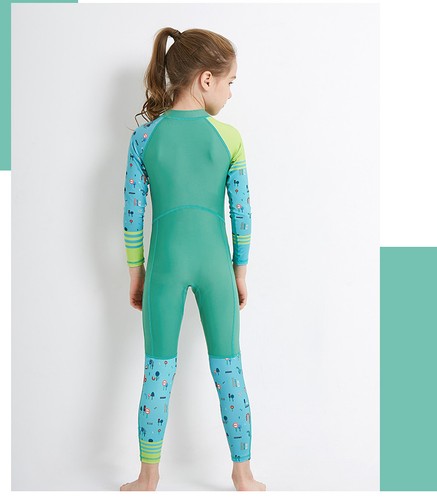 Kids Girls Boys One Piece Swimsuit Full Long Sleeve Swimwear Diving Bathing Suit - Picture 17 of 35