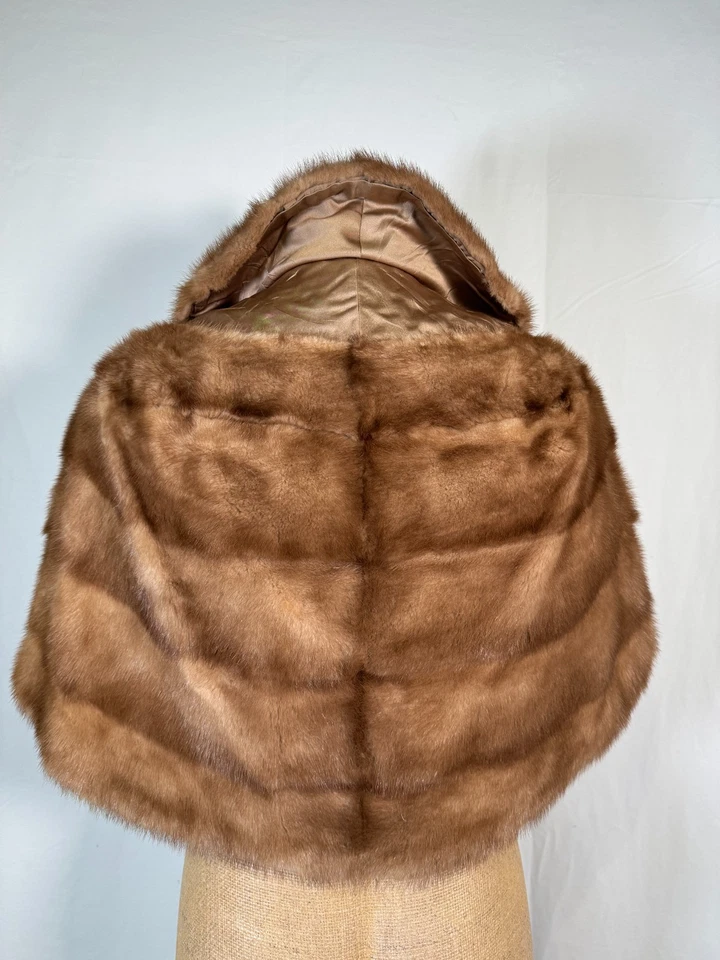 Bolero de colección años 70 HUNCH FURS Indiana Genuino Rubio Visón Piel Estola Hecho en EE. UU. Foto 2 de 4
