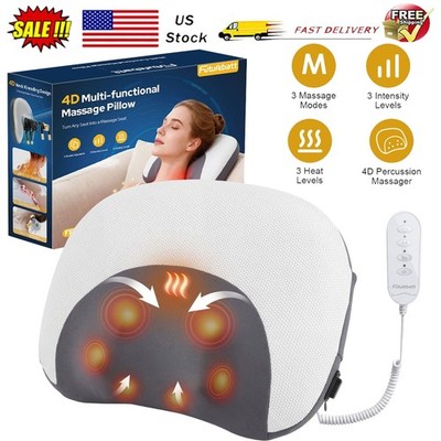 Heated Neck Shoulder Massager Pillow Electric 4D Shiatsu Deep Kneading Pillow US