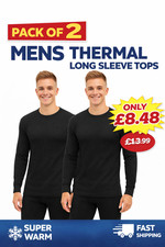 2 x Full Sleeve Mens Thermal Long Sleeves Vest Top Winter Warm Shirts Long Johns