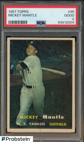 1957 Topps #95 Mickey Mantle New York Yankees HOF PSA 2 GOOD