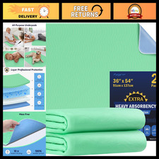 2 Pack Extra Heavy Absorbency Washable Bed Pads 36  x 54  - Incontinence Underpa