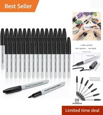 Permanent Markers, Black Permanent Marker Pens, 30 Count Fine Point Basic Mar...