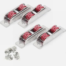 4Pcs Flat Concave Double Wheel Door Rollers 14 0.63 in 