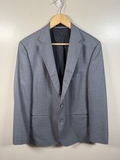 Hugo Boss Blazer Jacket Size 40R Blue Check Wool Career Business Work Office