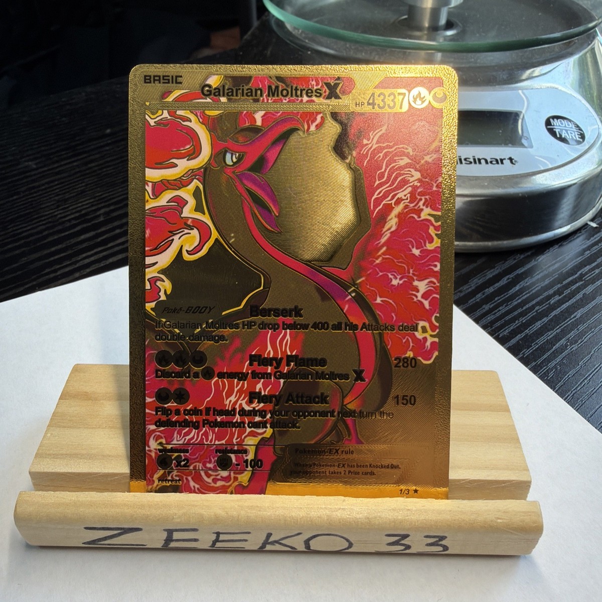 Galarian Moltres X Gold Foil Fan Art Card Hp 4337 Glen Attack