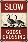 Slow Goose Crossing Warning Vintage Metal Sign Retro, 12 x 8 Inch