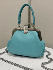 Turquoise Cowhide Calfskin Handmade Unique Rivet Frame Handbag, Crossbody