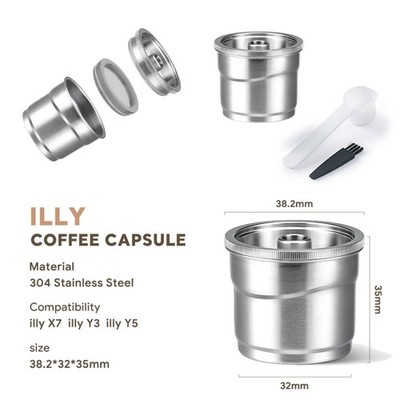 Wiederverwendbare Edelstahl Kapseln Pods Silber für Illy X7 Y3 Y5 Kaffeemaschine