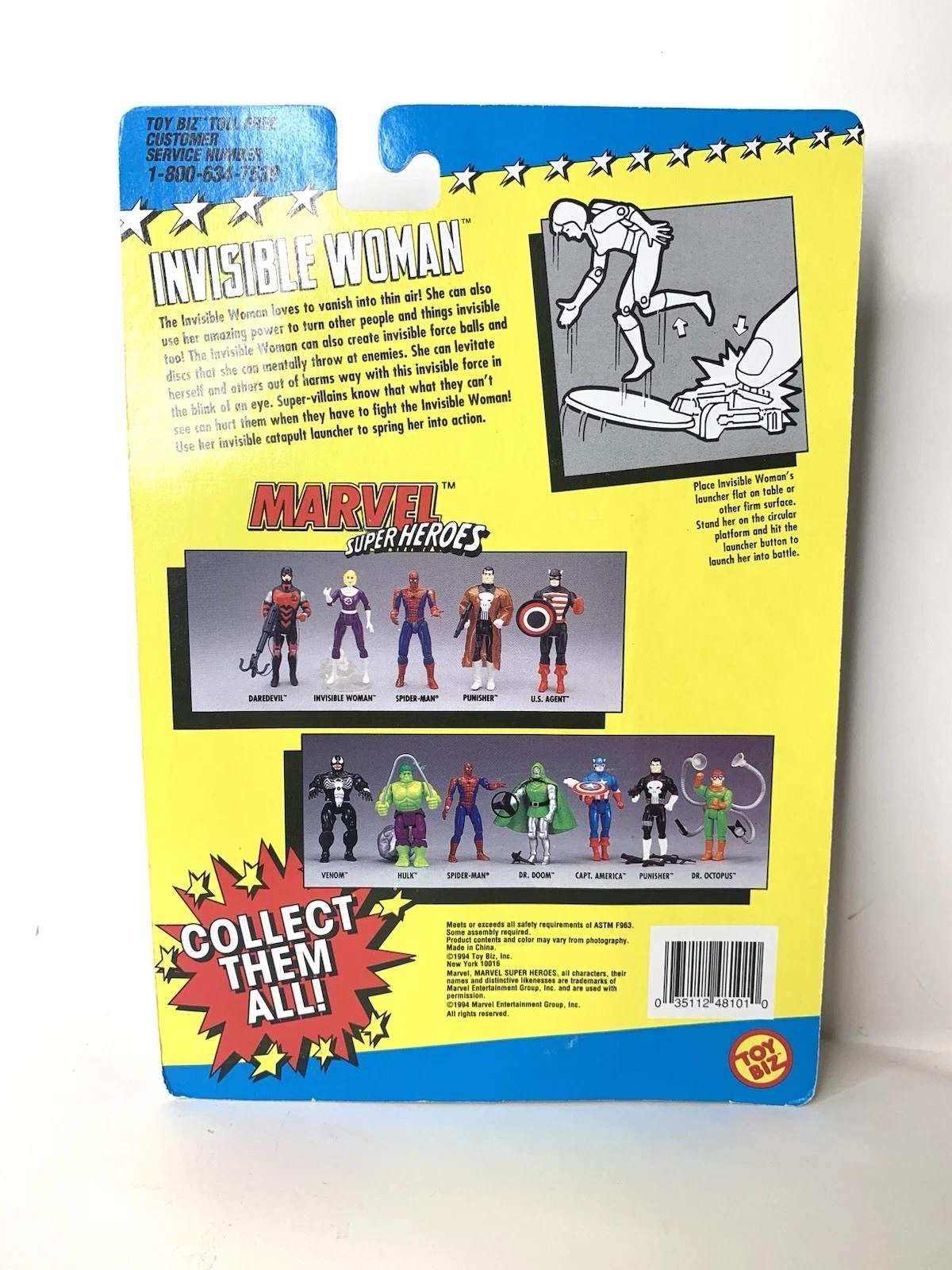 Fantastic Four 4 Invisible Woman Marvel Action Figure 1994 ToyBiz Catapult Power - product detail image 3