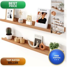 Axeman Cherry Picture Ledge Shelf, 36 Inch Floating Shelves Set 2, Solid Wood