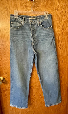Levi's Women's Ribcage Straight Ankle Button Fly Blue Medium Wash Jeans 28x27