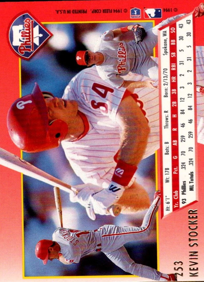 1994 Leaf Kevin Stocker Philadelphia Phillies #417 - Image 2 of 2