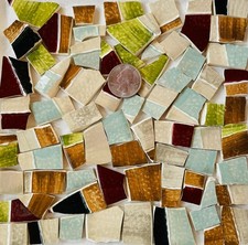 Broken China Mosaic Tile Arts and Craft Supplies - Brown  Blue Tiles F249