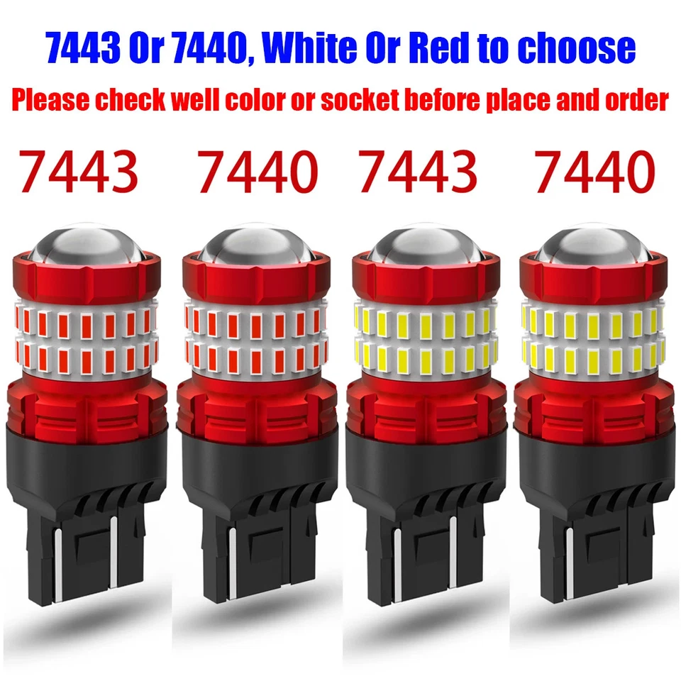 2PCS 44SMD T20 W21W LED Reverse Backup DRL Lamp 7443 W21/5W Led Brake Stop Light - Image 4 of 4