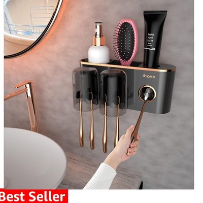 Toothbrush Holders Bathroom Accessories with Toothpaste Dispenser, 2 Cups Too...