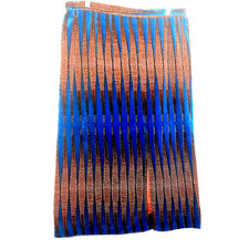 Vintage Velvet Geometric Pencil Skirt Large Turquoise Brown Office Siren Event