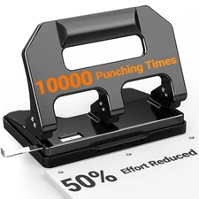 3 Hole Punch Heavy Duty 3 Hole Puncher for Binder 10000+ Punching Times 40-Sh...