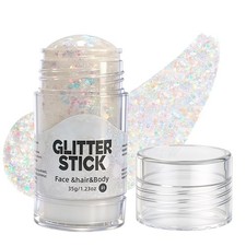 1.23 OZ Sparkling White Face  Body Glitter Stick Iridescent Holographic Party
