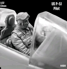 1/32 54mm Resin Figure US WWII Fighter Pilot in Cockpit Flying Model Kit 44104
