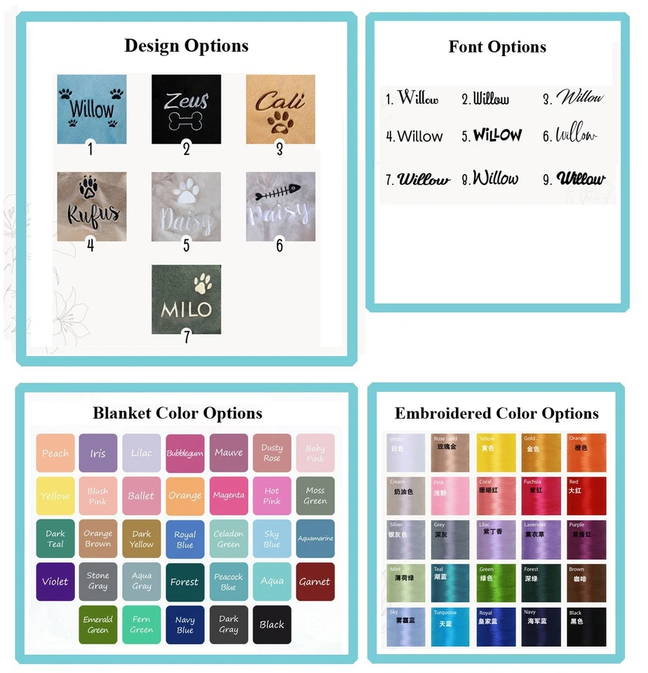Custom Embroidered Name Personalised Pet Dog Cat Blanket Throw Flannel Xmas Gift - Image 3 of 4