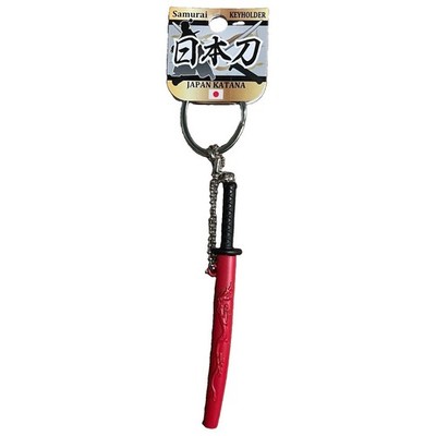 Samurai Keyholder Japan Katana Japanese Sword Keychain Unsheathable Dragon Red