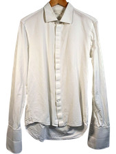 Alexander McQueen White Cotton Dress Shirt with Textured Fabric Detail