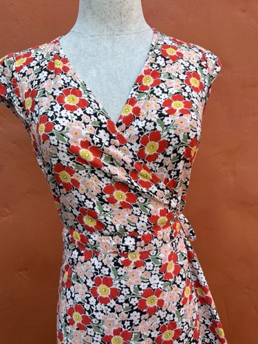 J.Crew Mercantile Short Sleeve Floral Midi Wrap Dress Women's xxs - Picture 3 of 7