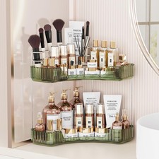 Asayuee 2-Tier Corner Bathroom Counter Organizer with Top Toothbrush Holders,...