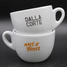 IPA Dalla Corte Perfect Espresso Cups, Pair (2), Branded White Porcelain, Italy