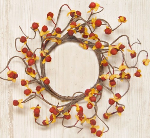 4" Bittersweet Candle Ring Wreath Decor