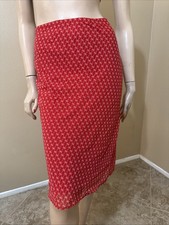 Women  s Red Polyester Casual Summer Sheer Lined Slim Elastic Waist Size S Skirt