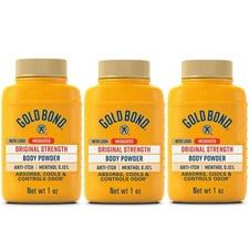 3 Pack Gold Bond Medicated Original Strength Body Powder, 1 oz., Talc-Free