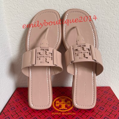 NIB Tory Burch Georgia Size 9 Goan Sand Soft Patent Sheep Leather