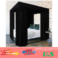 Black Canopy Bed Curtains - 4 Corner Post Bed Curtains Canopy Queen Bed Canopy C