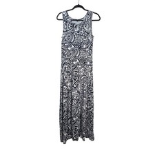 Talbots Womens XS Paisley Long Length Maxi Dress Sleeveless Keyhole Cotton Modal