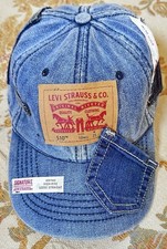 Upcycled UNISEX Levi patchwork Denim Baseball Cap - Blue