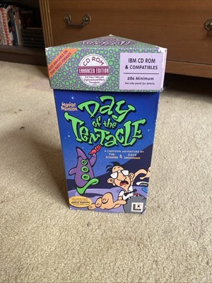 Rare LucasArts Maniac Mansion Day of the Tentacle PC Game Box, CD, Manuals
