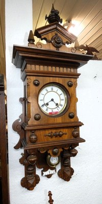 5B271 Gustav Becker Small Sweets Nouveau Cantilever Wanduhr-NUßBAUM-35 3/8in