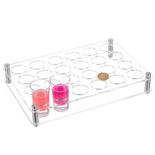 NBEADS 24 Shot Glass Tray Holder, Clear Bar Acrylic Glasses 