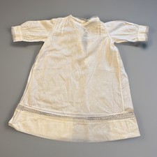 Antique Gown Hand Stitch Vintage Baby Christening Baptism Linen Embroidered