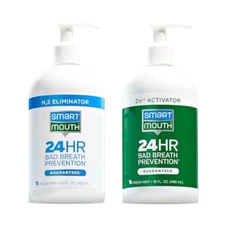 2-Bottle Activated Mouthwash System with Pumps - Adult Mouthwash for Bad Brea...