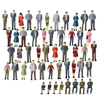50pcs Model Railway O Gauge Seated Stanidng Figures 1:50 Painted People
