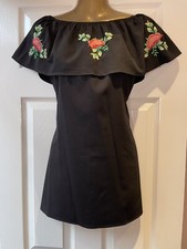 Womens Size 8 Mini Dress Boohoo Black Bandeau Floral