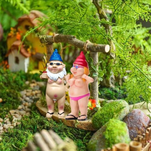 2Pcs Nude Statuary Garden Gnomes Naughty Naked Funny Gift Statue Decor Nudist AL - Picture 9 of 10