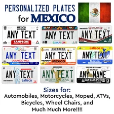 Any Mexico States Custom License Plate Personalized Novelty Auto Car ATV Bike